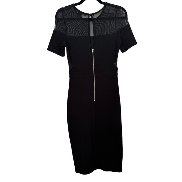 French Connection Black Mesh Inset Short Sleeve Midi Dress Size 6 - Picture 4 of 5